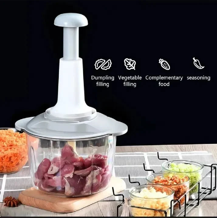 2 Liter Hand Operated Manual Food Chopper – Meat & Vegetable Cutter