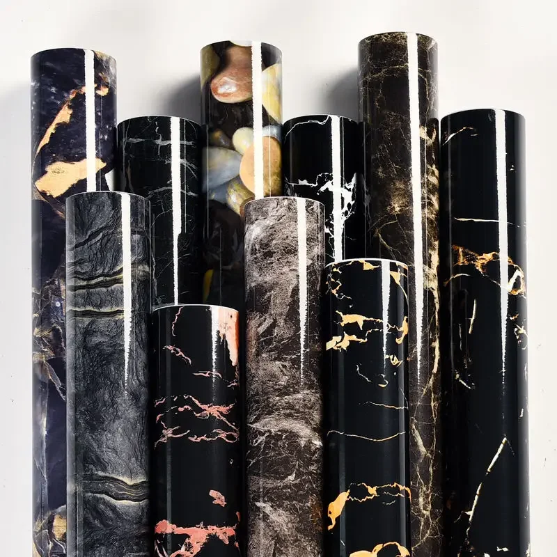 Self-adhesive Kitchen Black Marble Sheet